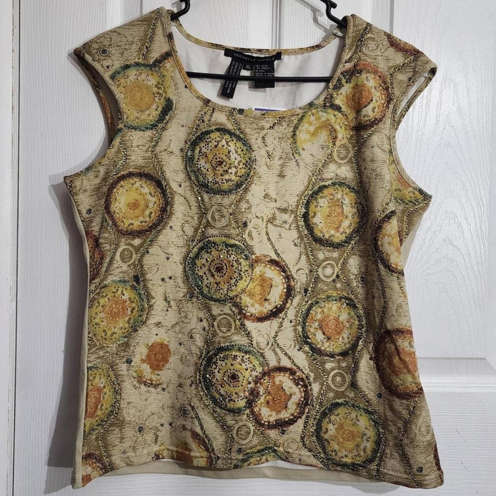 Vintage Cream Embellished Tan Top